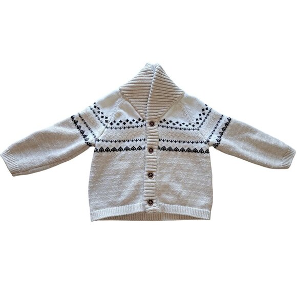 Janie & Jack Other - Janie & Jack Baby Cardigan Shawl Sweater 12-18 Mo Beige Nordic Cotton Blend